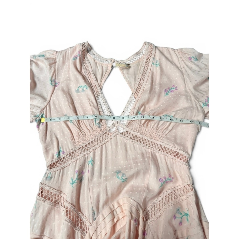 Free People Dress Women 6 Pink Still In Love Floral Maxi Boho Coquette Cottage - Picture 11 of 13